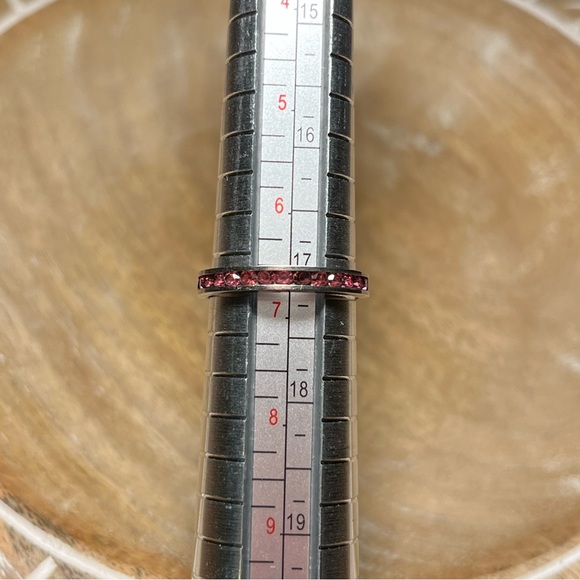 Pink CZ 925 Sterling Silver Stacker Ring - Picture 12 of 13